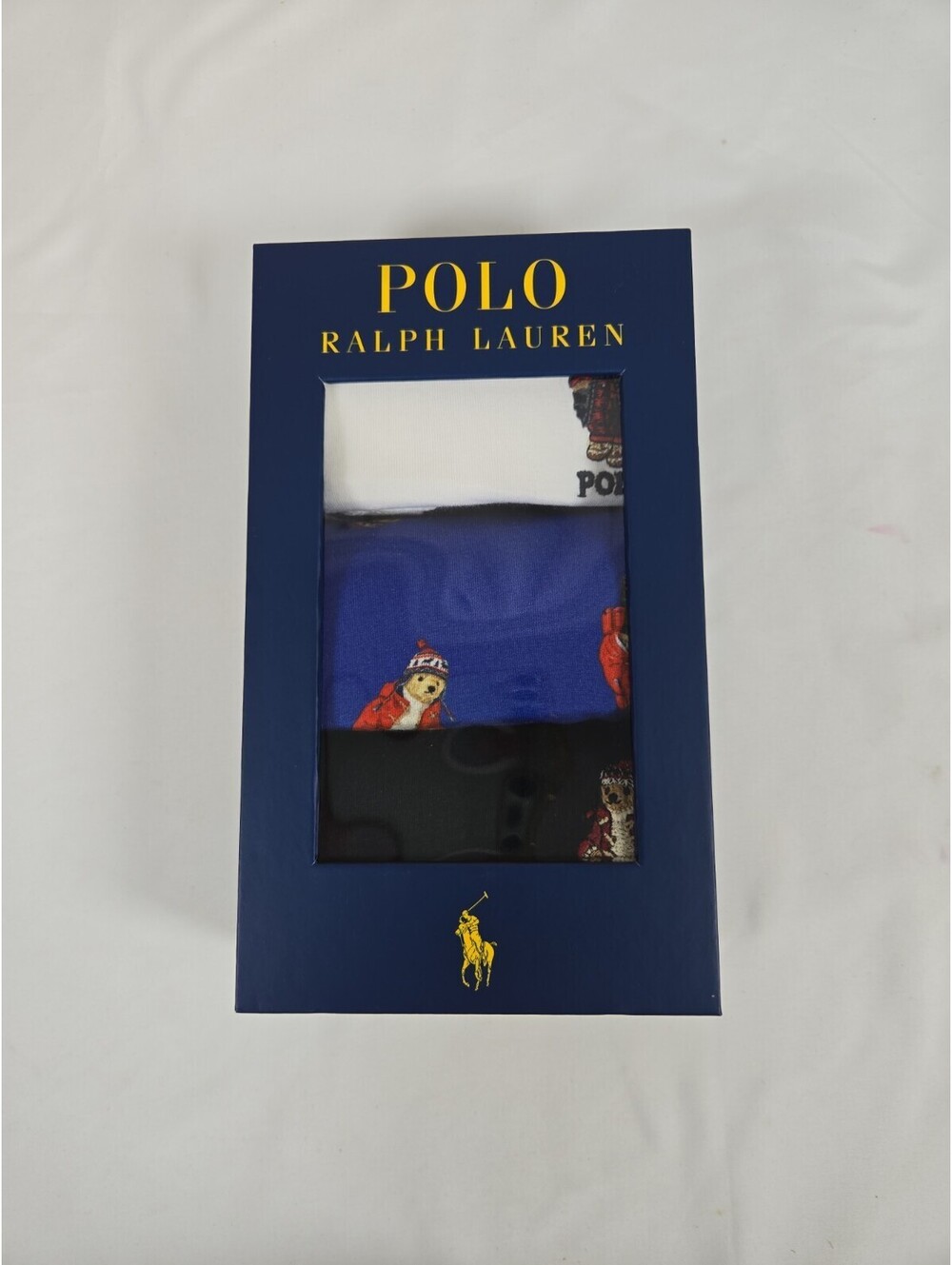 Polo Ralph Lauren Boxer Briefs Men Sz L Bear White/blue/black Holiday (3-Pack)